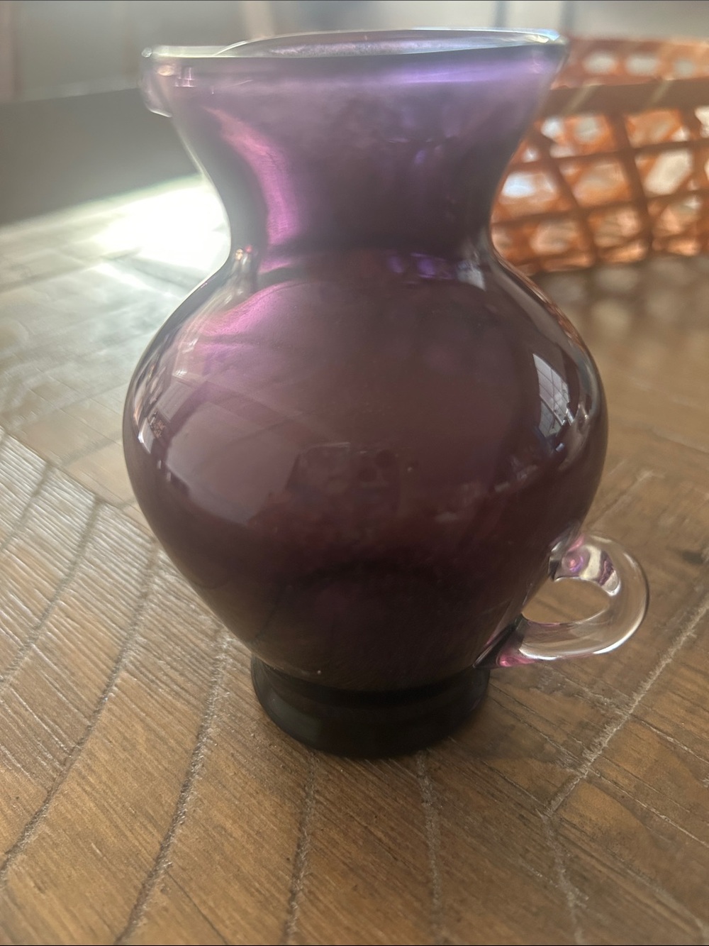 Purple Glass Decorative Vase by